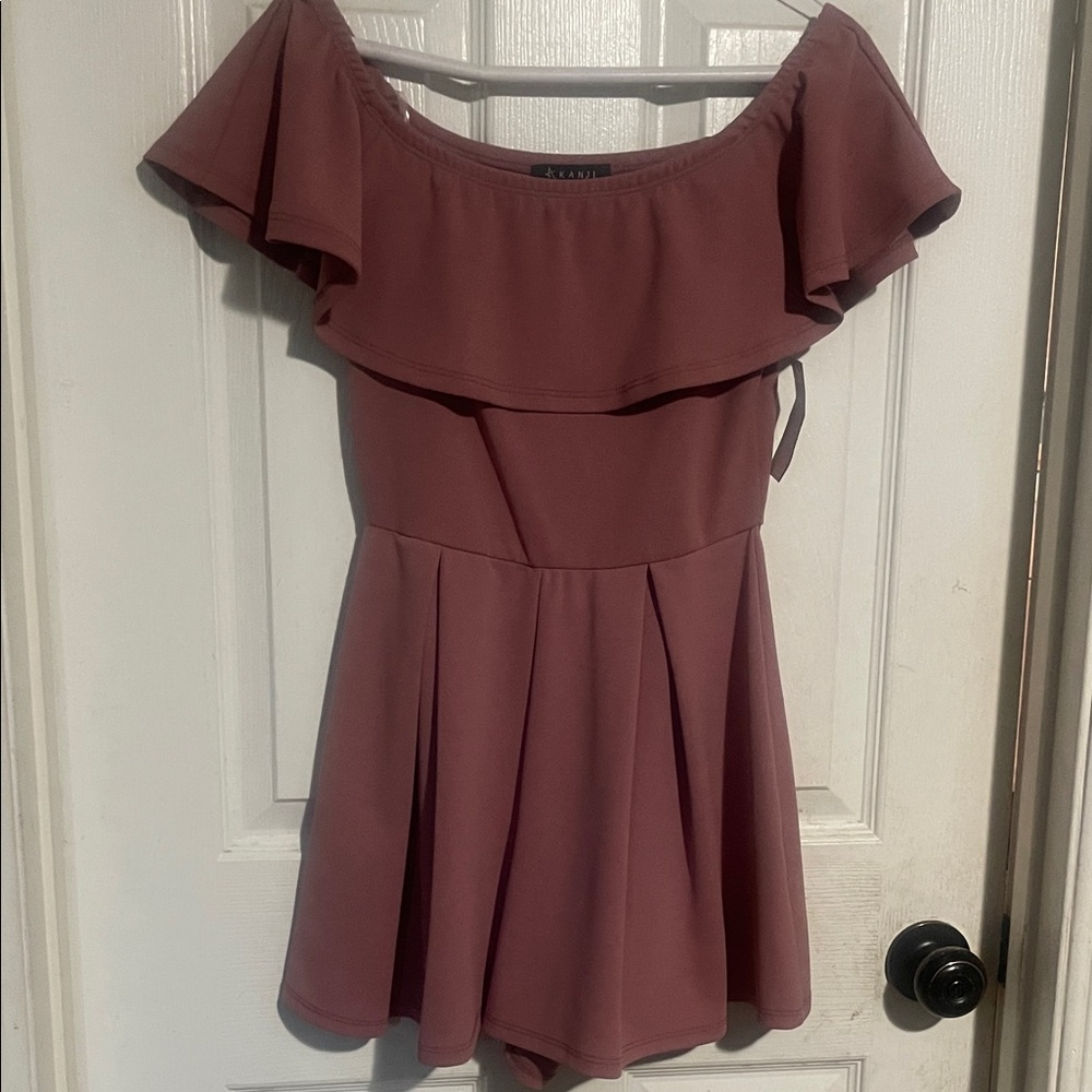 Papaya Mauve Off-Shoulder Romper